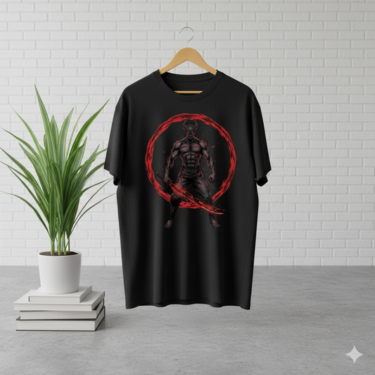 "Crimson Fury" Demon Warrior Oversized T-Shirt