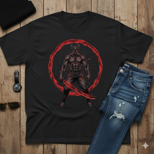 "Crimson Fury" Demon Warrior Oversized T-Shirt