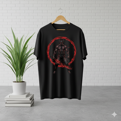 "Crimson Fury" Demon Warrior Oversized T-Shirt